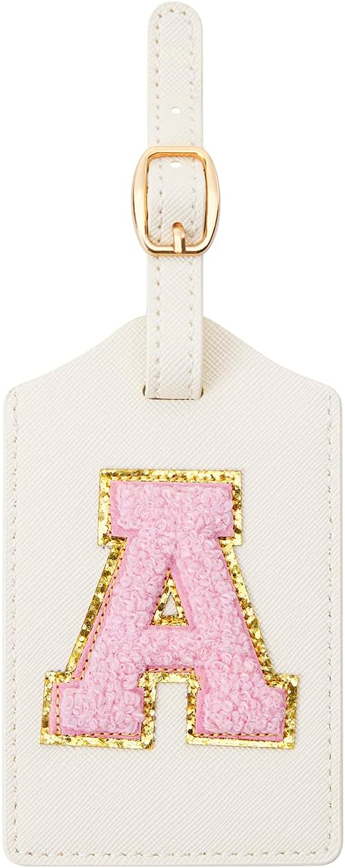 Initial Luggage Tag, PU Leather Luggage Tag, Embroidered Luggage Tag