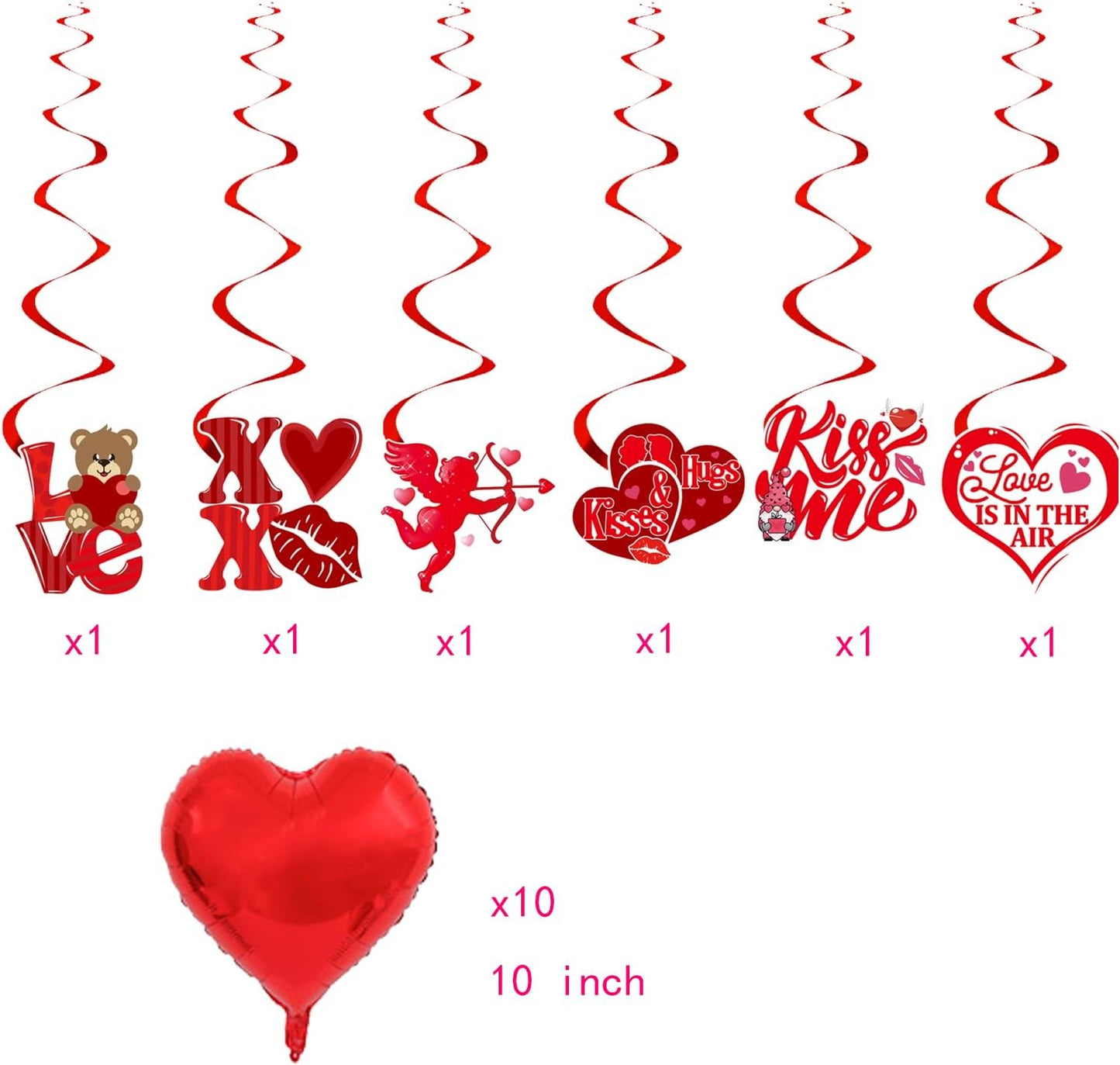 Valentine's Day Party Decoration Set, Heart Balloons, Tassels, Garlands, and Hanging Paper Fans for Anniversaries, Proposals, and Celebrations (Hanging Galentine's Day)
