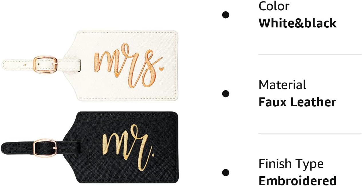 CHOIEO Mr and Mrs Luggage Tags, Bridal Shower Gift Honeymoon Gifts