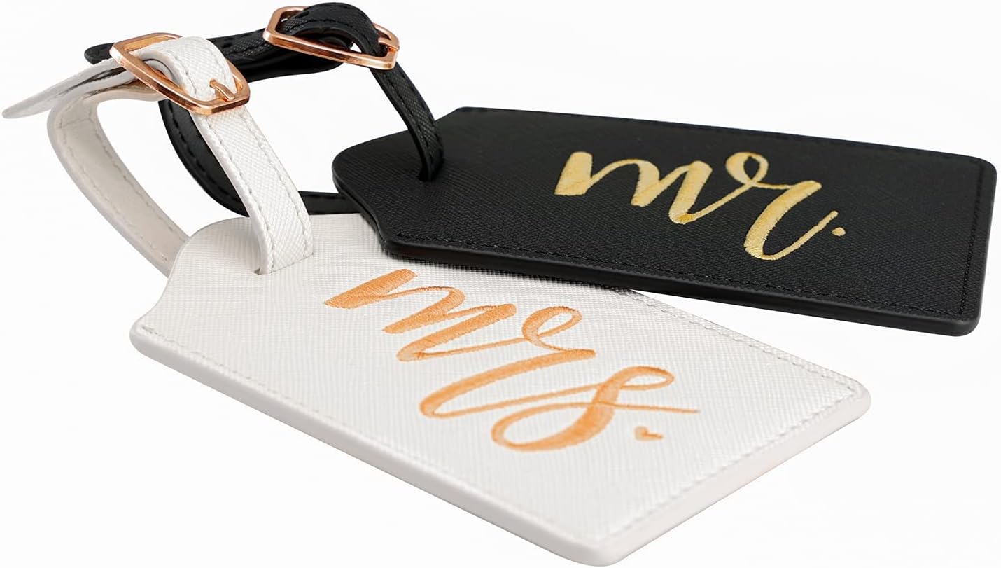 CHOIEO Mr and Mrs Luggage Tags, Bridal Shower Gift Honeymoon Gifts