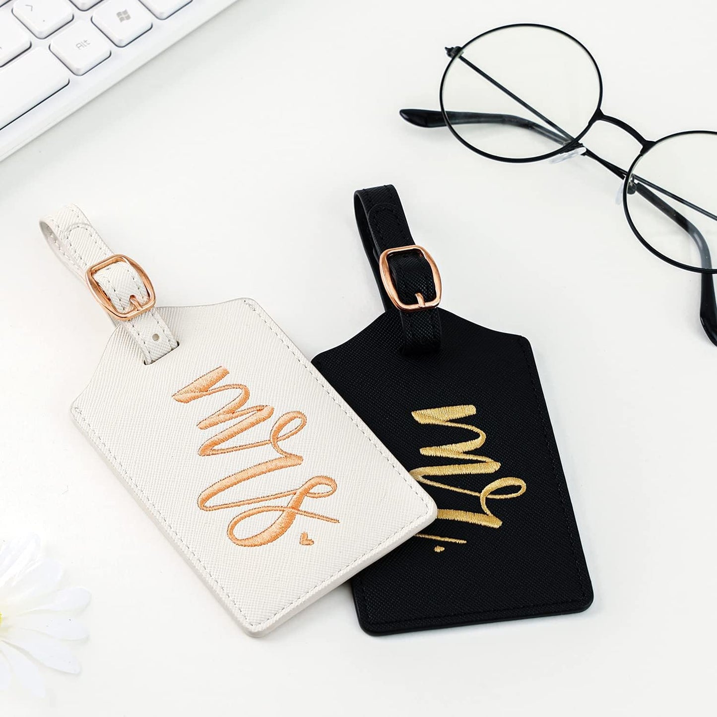 CHOIEO Mr and Mrs Luggage Tags, Bridal Shower Gift Honeymoon Gifts