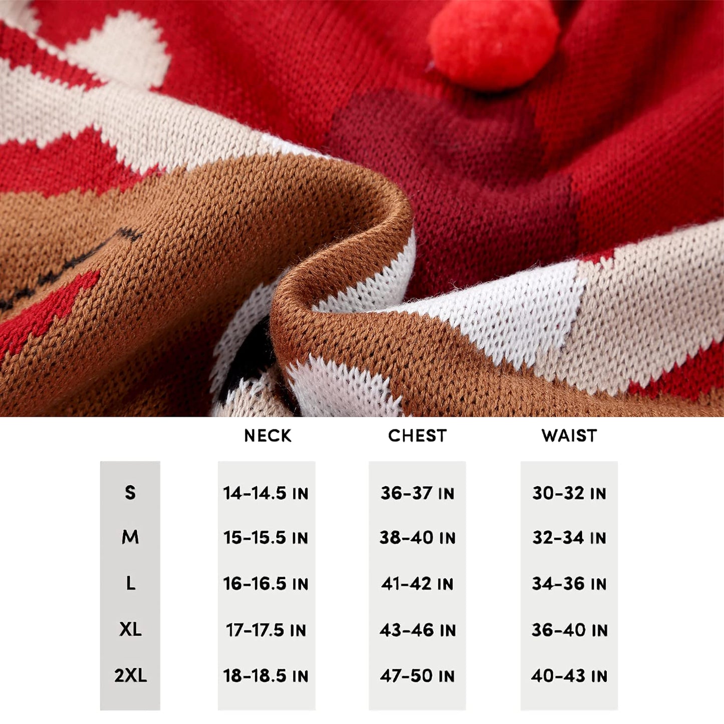 Ugly Christmas Sweater for Unisex Adults Kids, Funny Reindeer Snowflakes Red Knitted Xmas Pullover (Medium, Reindeer with White Balls)